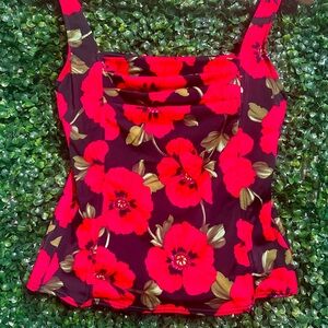 Jamaica Bay Tankini Top - Size 10 - Like New Condition - Red Floral